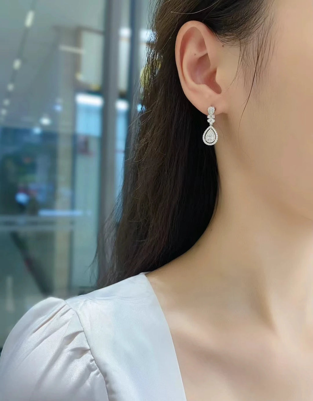 18K Real gold GIA Natural Diamond Drop earrings Custom Lab Grow Diamond pear-shaped diamond stud earrings Birthday gift Fashion