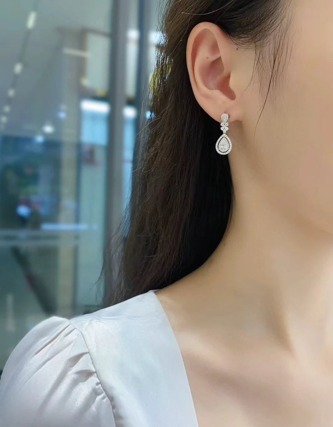 18K Real gold GIA Natural Diamond Drop earrings Custom Lab Grow Diamond pear-shaped diamond stud earrings Birthday gift Fashion
