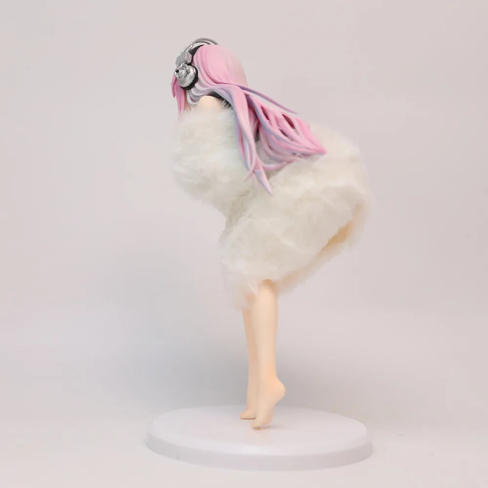 Super Sonico Anime Figure Pvc Collectible Model Fluffy Fur Bikini Style Desktop Decoration Ornament For Anime Collectors