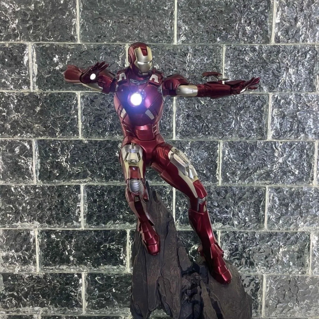 Iron Man MK7 Full Body Statue Glowing Collectible GK Model Birthday Gift For Friends Avengers Alliance Action Figure Toy