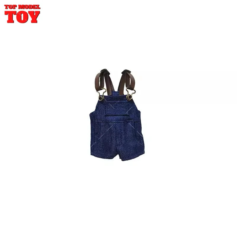 1/12 Scale White T-shirt Black/Blue Trend Denim Shorts Clothes Model Fit 6'' OB BJD Female Soldier Action Figure Body Dolls