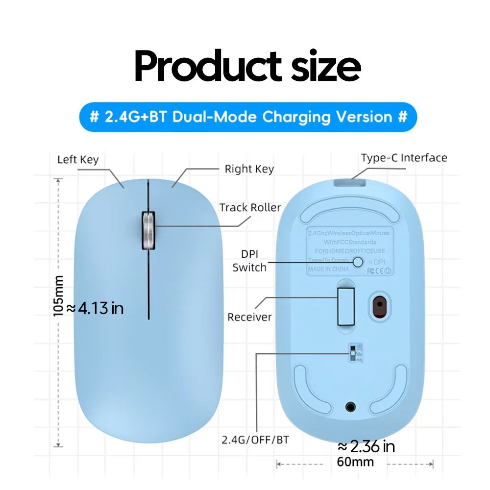 Drahtlose Maus Dual Modus 2,4 Ghz Bluetooth-Kompatibel Gaming Maus Ergonomische Wiederaufladbare Mäuse für PC/Laptop/Macbook