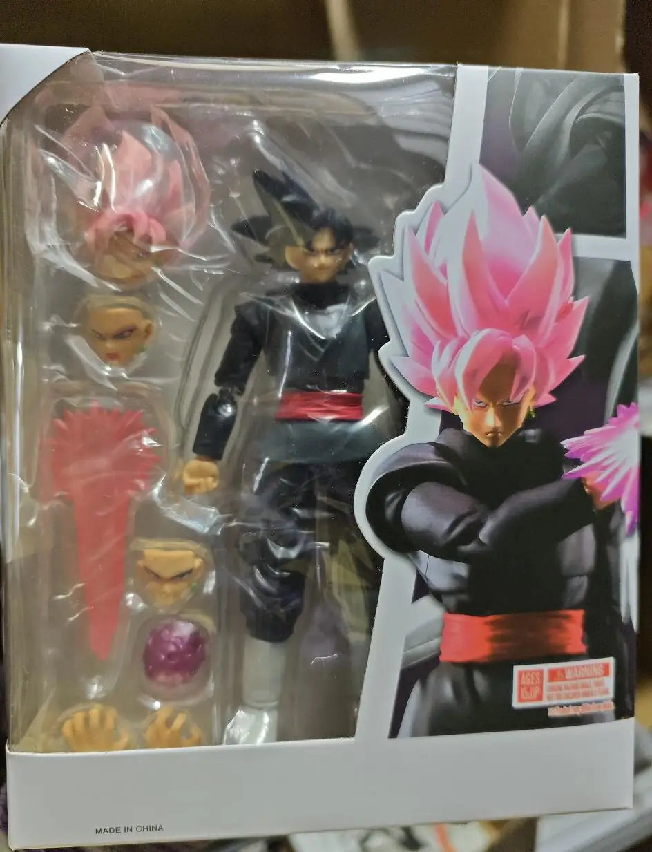 14cm Dragon Ball Black Goku Zamasu Anime Action Figure Super Saiyan Movie Version Dbz Model With Multiple Accessories Toys Gifts