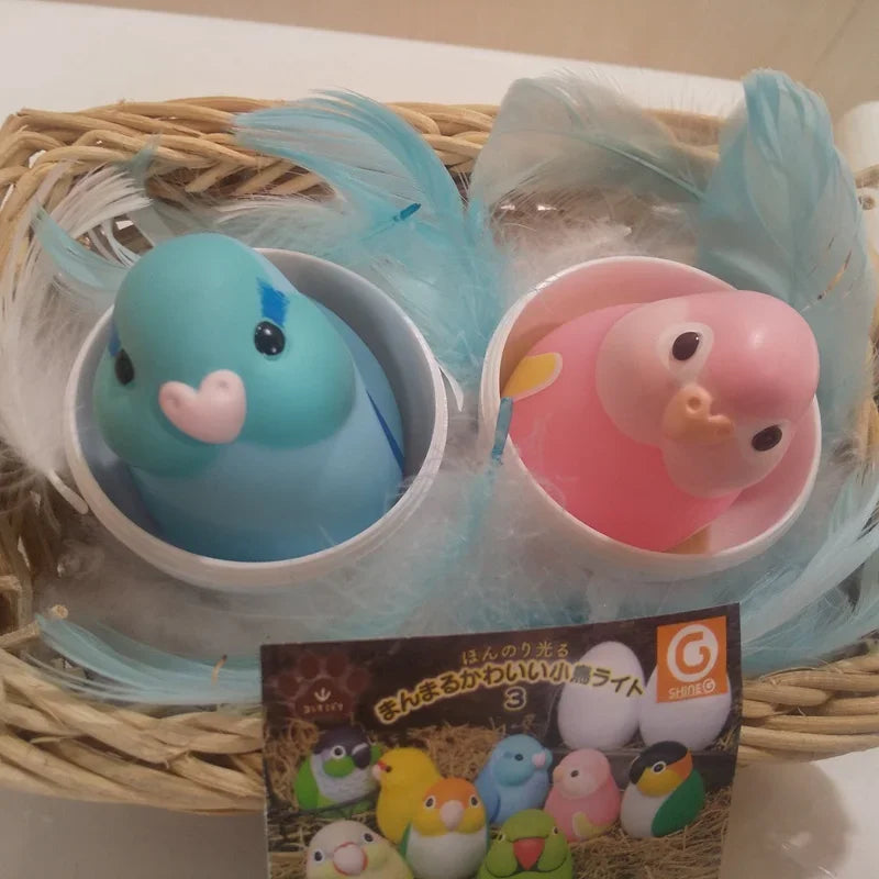Chubby Glowing Bird Series Gashapon Toys Acacia Parrot White Java Sparrow Love Bird Q Verison Action Figure Model Ornament Toys