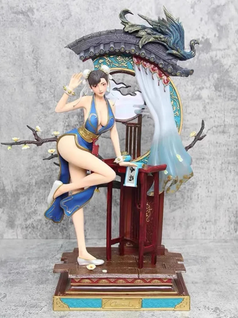 In Stock Street Fighter Chun-Li Blue Cheongsam Style Pvc Statue (Domestic Version) 1/4 Big Model Desktop Ornament Collectibles