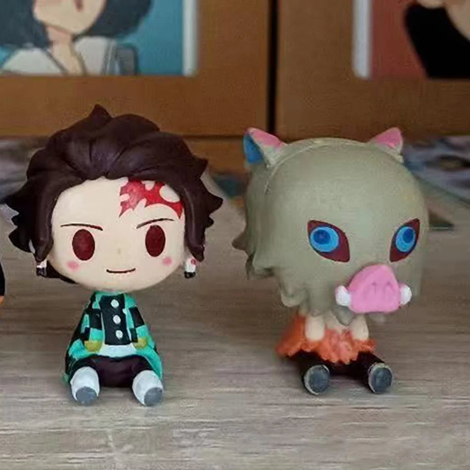 4pcs/set Demon Slayer Kimetsu No Yaiba Kamado Tanjirou Nezuko Agatsuma Zenitsu Action Figure Anime Model Statue Toys Gifts