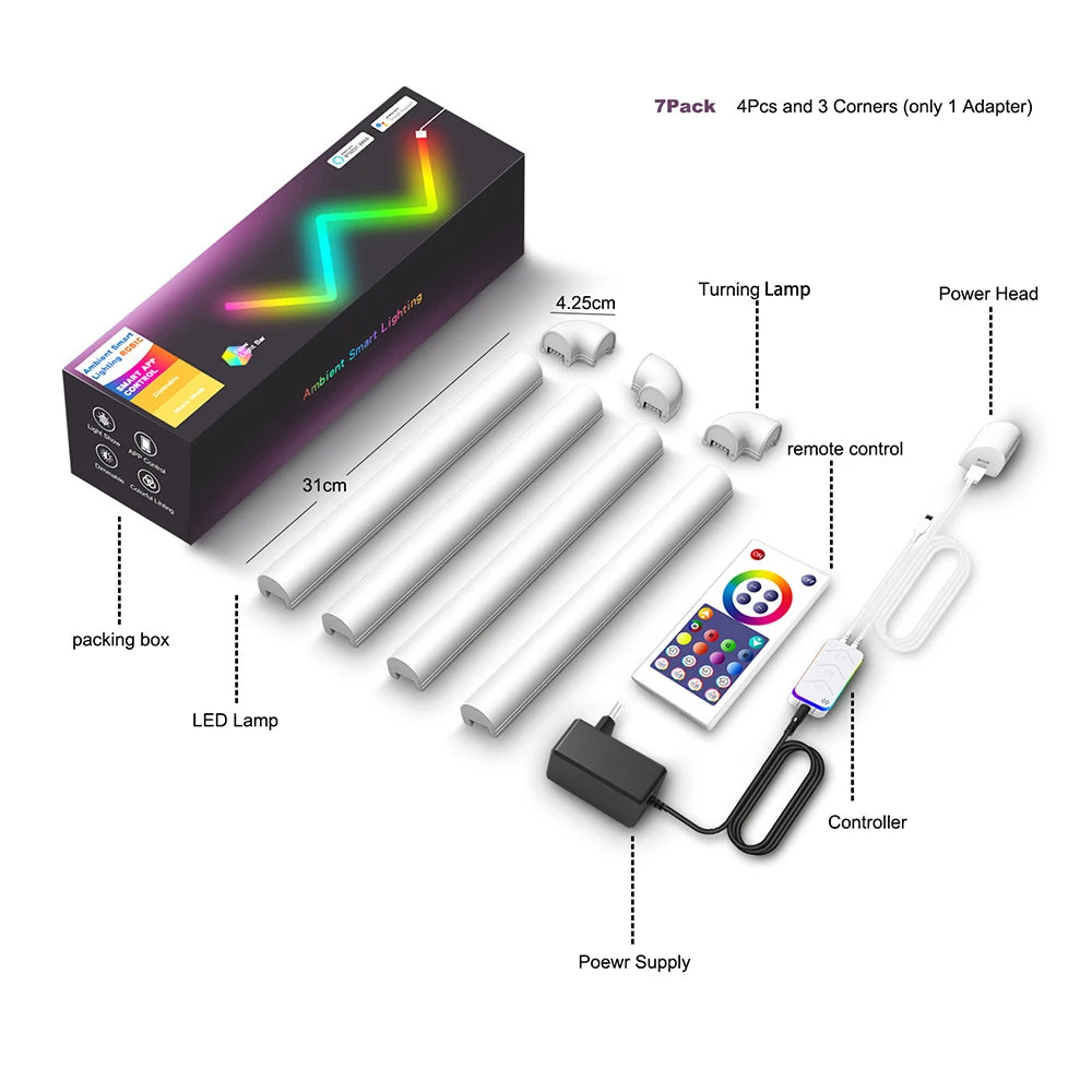 Smart TuYa Wifi APP Control RGB LED Wall Lights For Gaming TV Bedroom Decoration Music Atmosphere Lamps LED Night Lights
