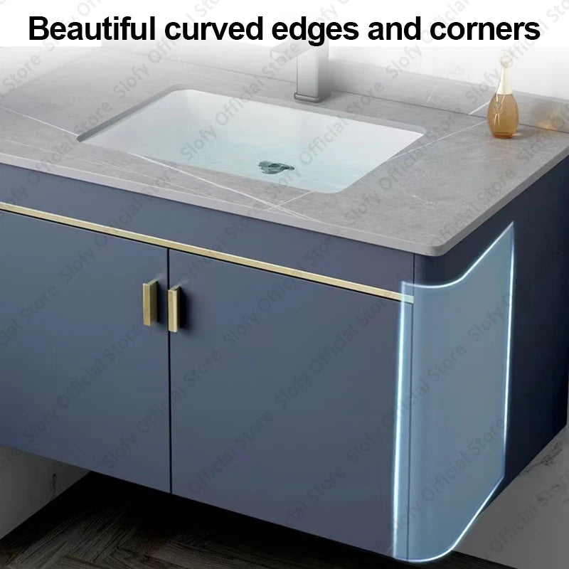 Beauty Mirror Cabinet Integrated With Artistic Ceramic Vessel Sink Multifunctional Bathroom Vanity Modern Bathrooms Furniture