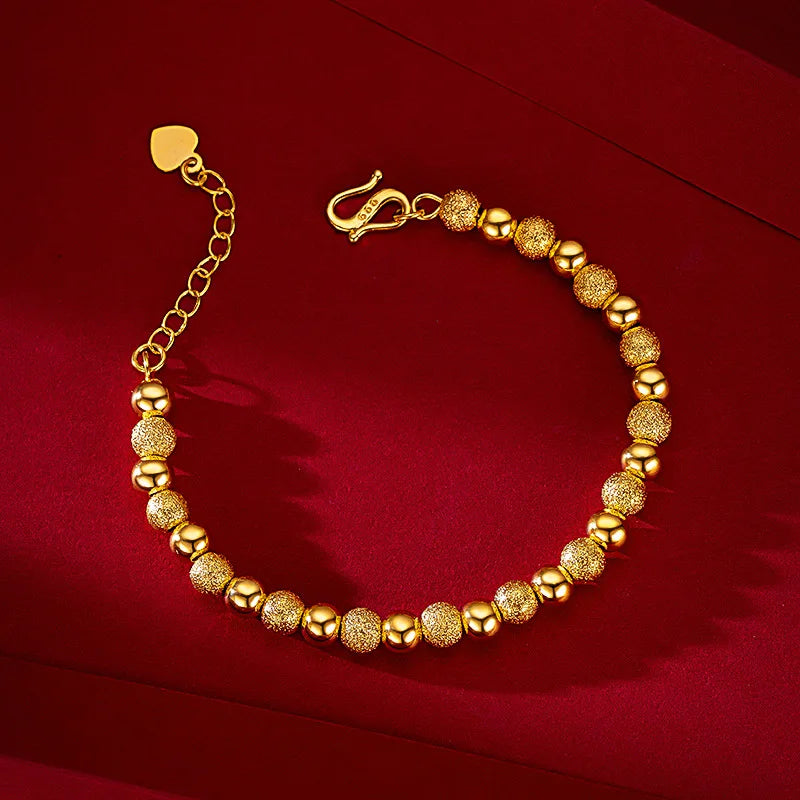 Echtes 18 Karat Gold, 6 mm, runde Perlenkette, reine, verstellbare, klassische Hochzeitskette für Frauen, edles Schmuckgeschenk