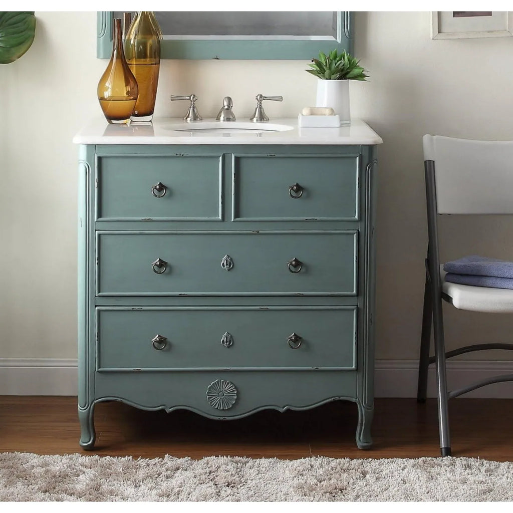 Cottage look Daleville Bathroom Sink Vanity - Model HF081Y (Vintage mint blue)