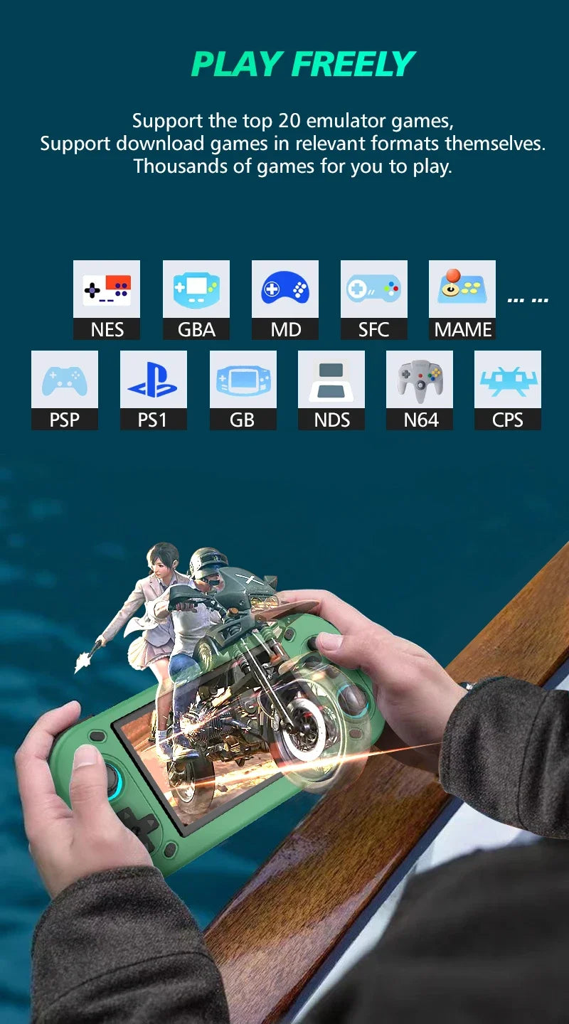 R43S Retro Handheld Video Game Console Linux System 4.3Inch Screen HDMI Out Portable Pocket Video Player 64/128GB children Gift