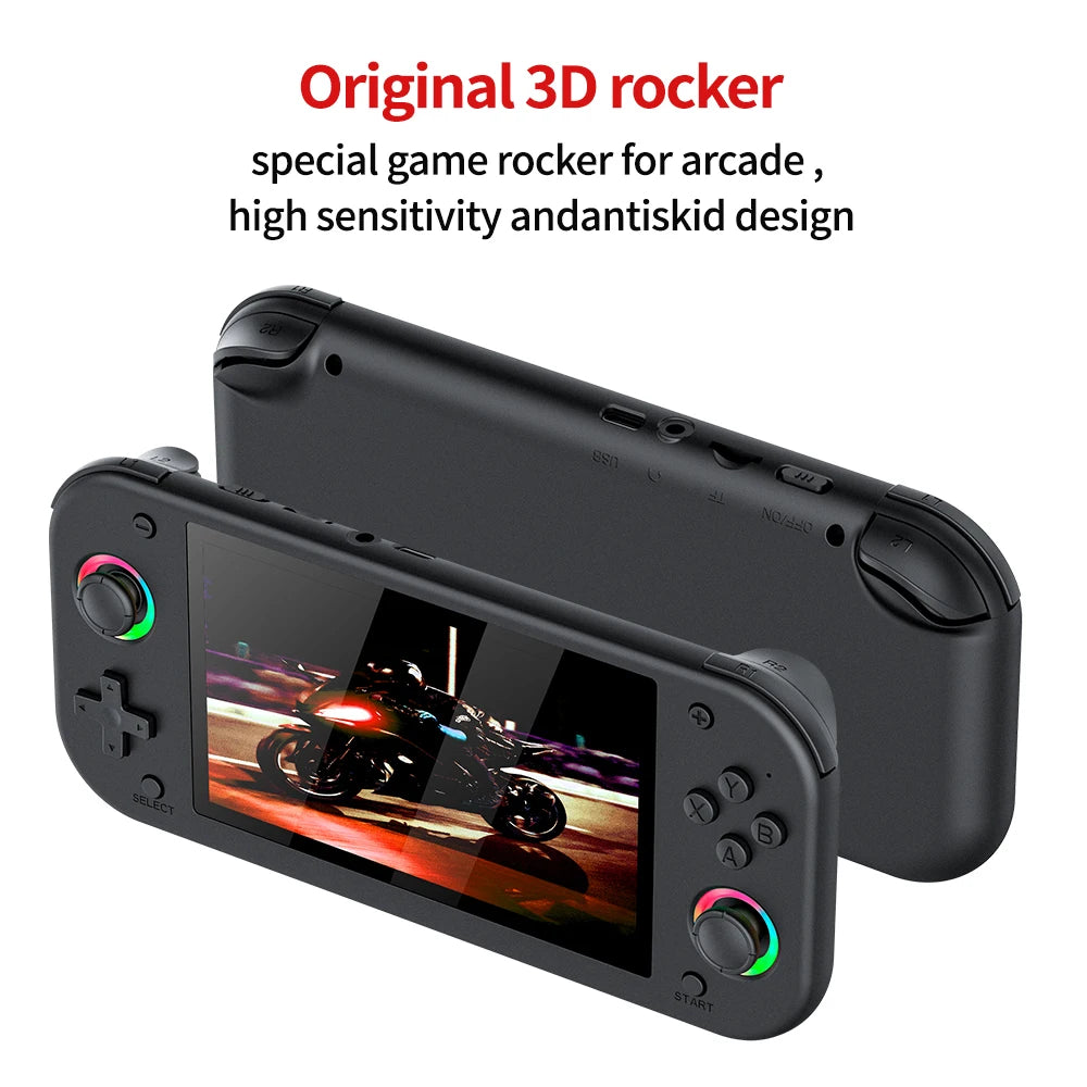 M26 Open Source 256G Handheld Video Game Console with 5.0 Inch IPS Screen 3000mAh Linux System Portable Pocket Player Games