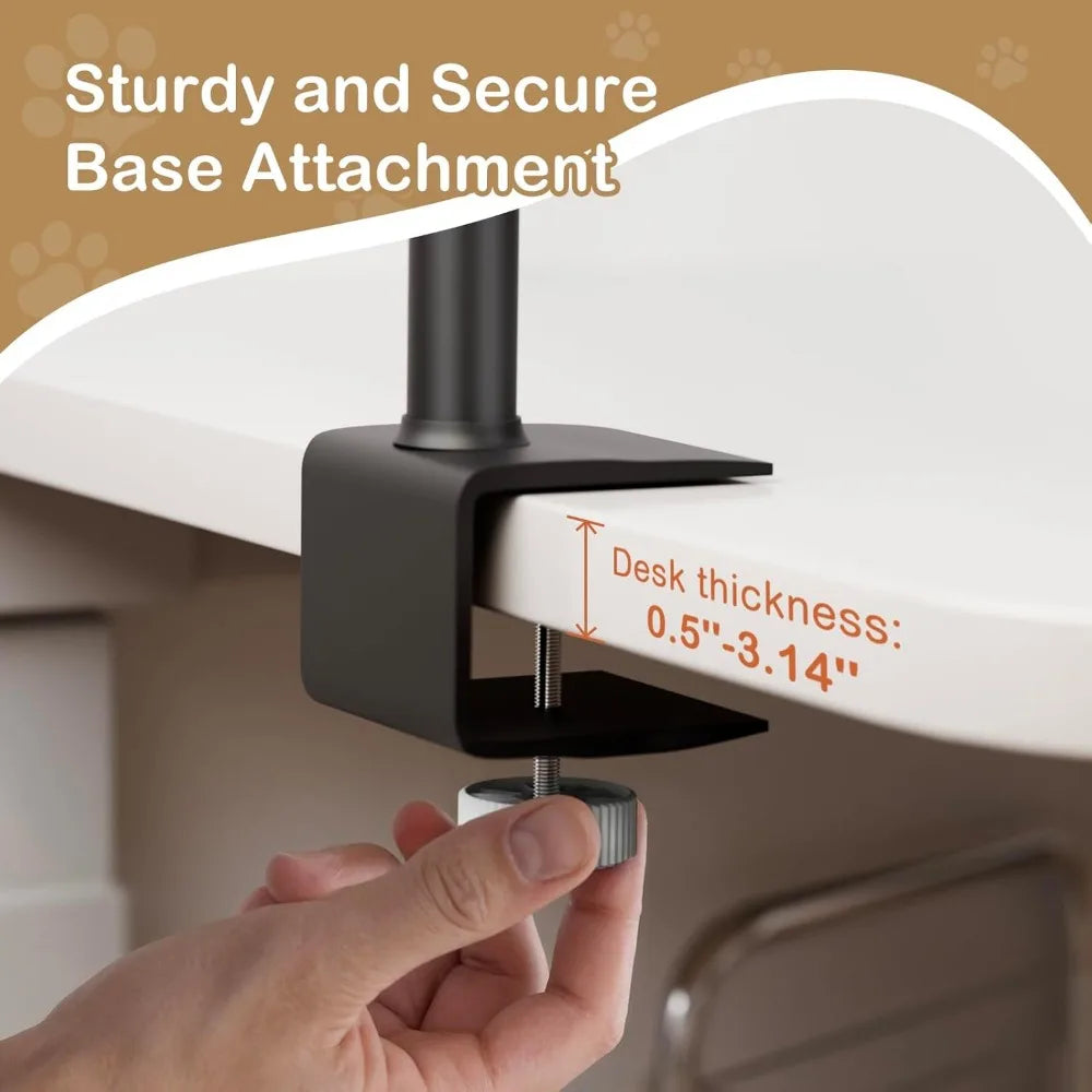 Cat Desk Bed Large Perch Nest with Teaser Easy Install,Space Saving Mount Design,Sturdy Frame,Removable Cushion,Clamp Desktop At