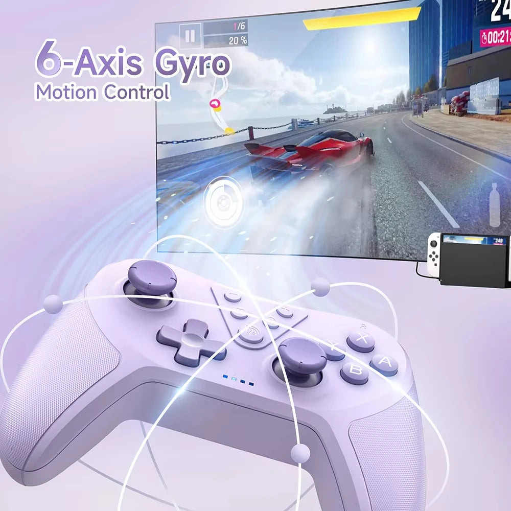 Wireless PC Gamepad Bluetooth Gaming Controller Compatible with PC/Phone/Switch/Steam, Turbo RGB Hall Effect