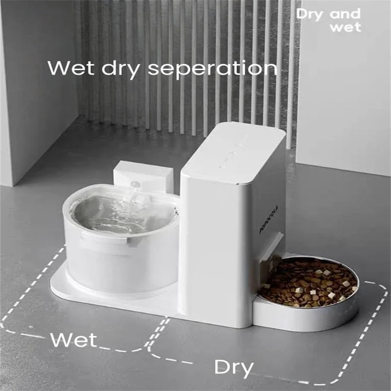 Wireless Cats Water Feeder Material Feeding and Soak Rechargeable Battery Operated Gravity Stainless Food Bowl Pet Fountain