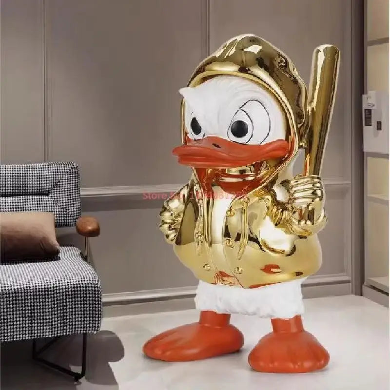 Disney New Donald Duck Statue Electroplate Punk Cartoon Donald Duck Resin Model Sculpture Desktop Ornaments Home Decor Gifts