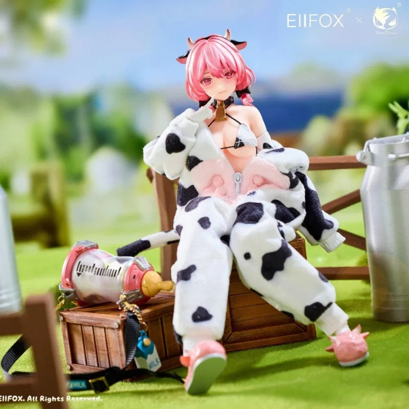 BearPanda × Eiifox Cow Pattern "MOMO" Mecha Girl 1/8 Scale Rubber-coated Articulated Figure, Gift Toy for Collection