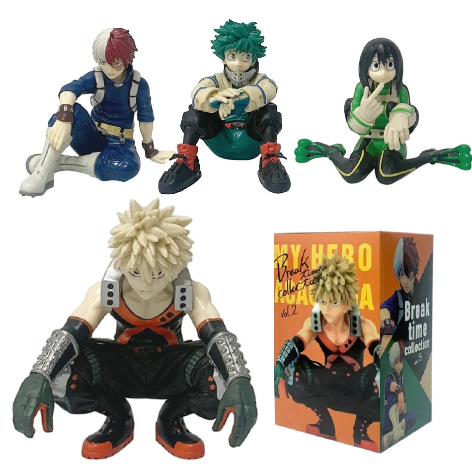 Нова аниме фигурка My Hero Academia, Шото Бакугоу, Боку Изуку Дюк, PVC екшън, четири фигурки, седнала поза, серия, колекция, модел