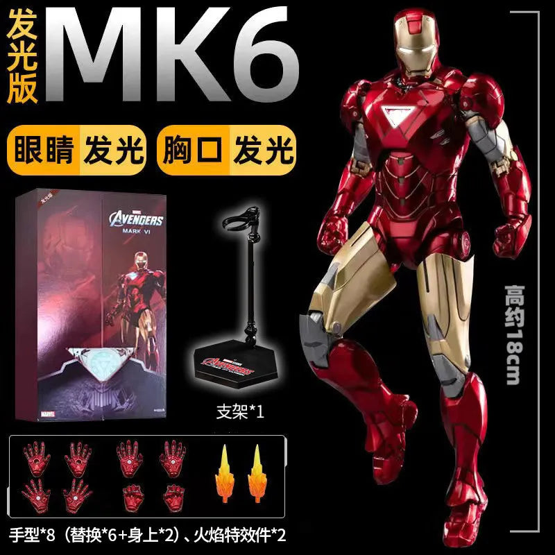Marvel War Machine MK1 to MK43 movable model luminous Iron Man Hulkbuster armor Whiplash Titanium King New Year Birthday gift