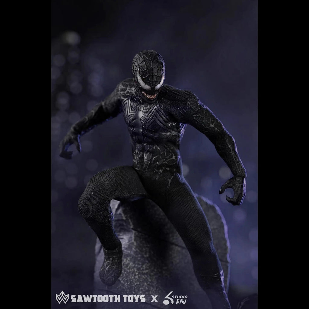 In Stock 6in & Sawtooth Toys 1/12 Scale Venom Spider-Man Symbiotic Variant Action Figure Anime Model Trendy Toys Desktop Doll