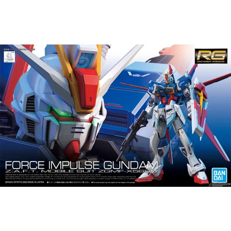 Bandai Original GUNDAM RG 1/144 Anime FORCE IMPULSE GUNDAM Action Figure Assembly Model Toys Collectible Gifts for Children
