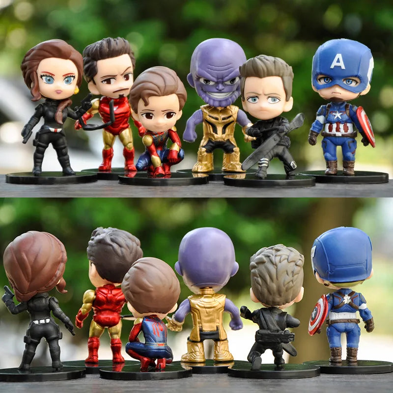 6pcs/set Marvel Avengers Black Panther Thanos Ironman Spiderman Captain American Hulk Figure Model Toys