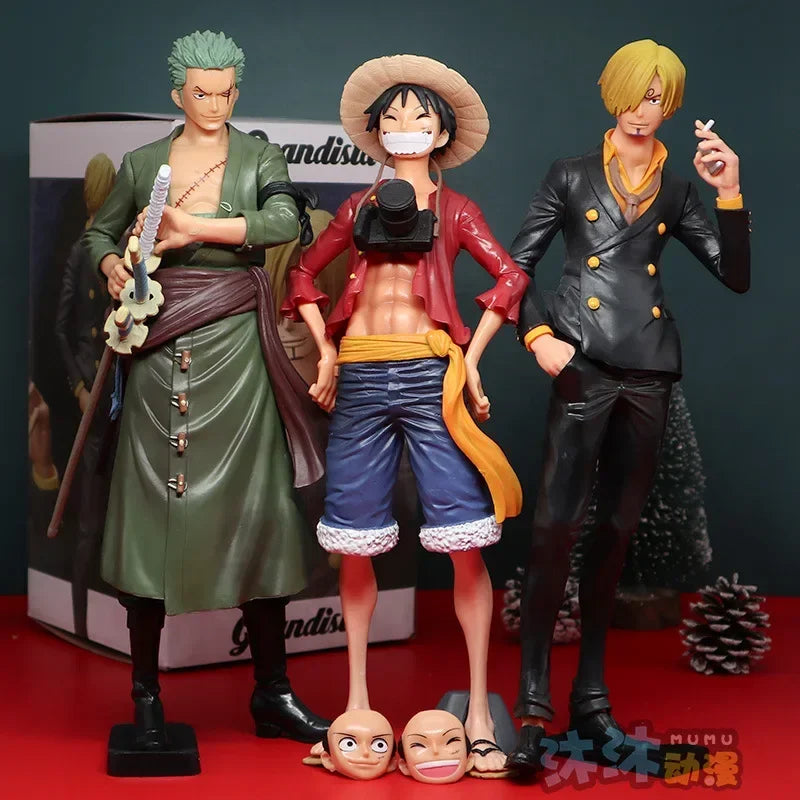 One Piece Anime Figurine Ros Luffy Roronoa Zoro Ace PVC Statue Action Figure Monkey D Luffy Classic Smiley Model Toys Kids Gifts