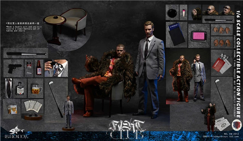 FISH BONETOYS FB-Z010 FB-Z011 FB-Z012 1/6 Collectible Fight Club Jack Tyler Durden 12'' Male Solider Action Figure Model Toy