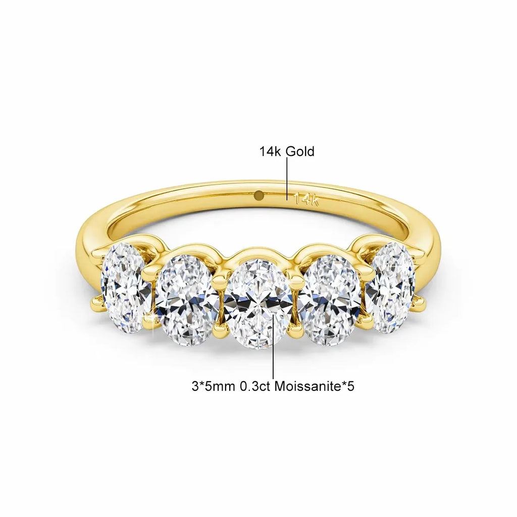 Real 14k Gold Oval Moissanite Eternity Ring Wedding Band For Women AU 585 K Gold Fine Jewelry Engagement Gift With Certificate