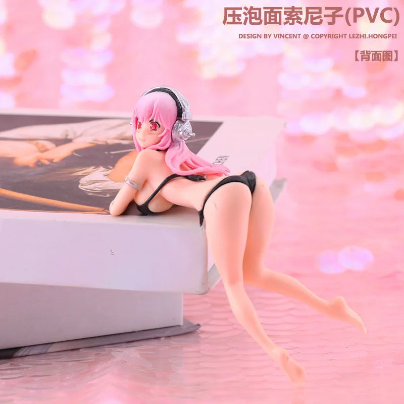 10CM Anime Figur Super Sonico PVC Action Figur Modell Spielzeug Kuchen Dekor Badeanzug Dress Up SoniComi Nudel Stopper Figur Geschenk