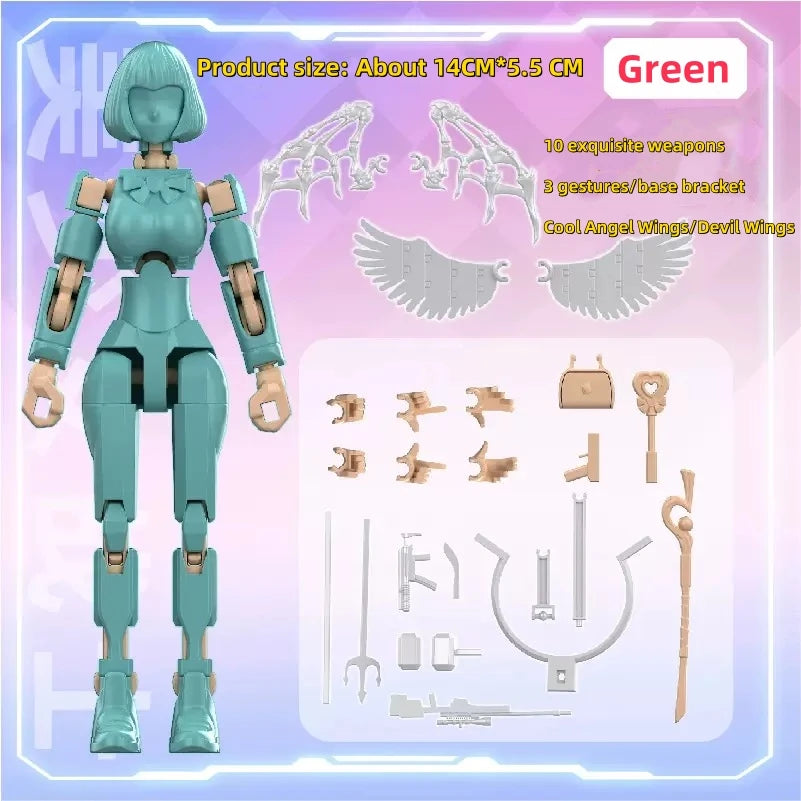 Magical JK Girl Anime Action Figure 3D Printing Multi-Jointed Movable Model Assembled Dummy DIY Robot Desktop Ornament Doll Toy