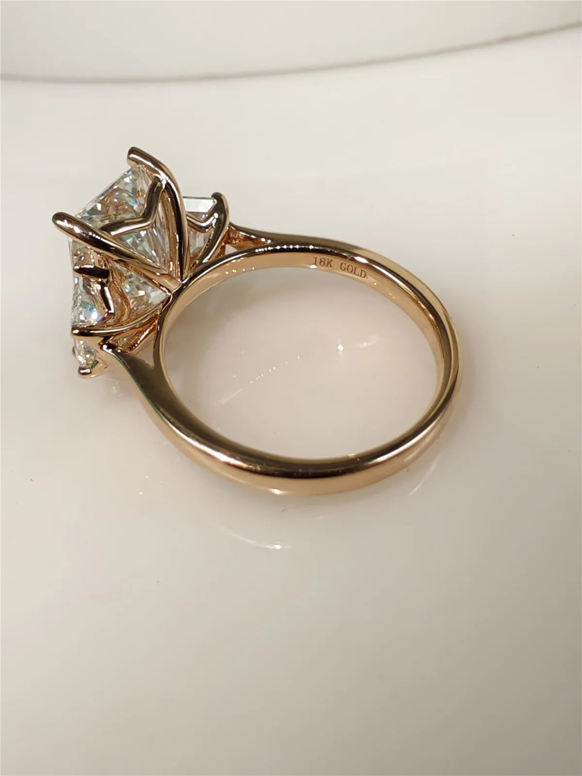 14K real gold laboratory grown 4-carat Radine 3-stone diamond ring engagement ring women's rose gold wedding diamond ring custom