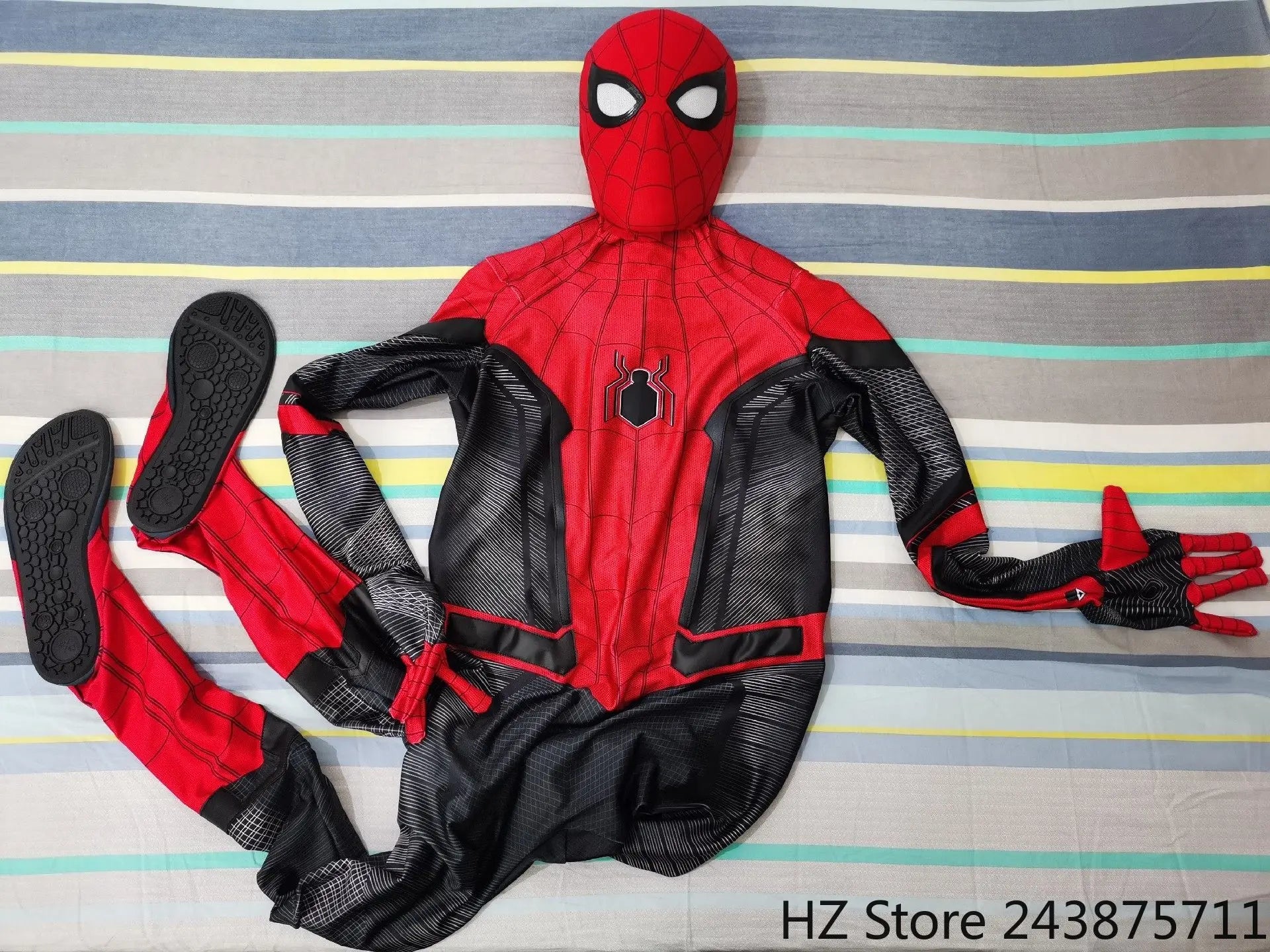 1:1 Customized Holland Spider-Man Jumpsuit with Sole and 3D Logo Full Spiderman Set Tight Fitting Clothes