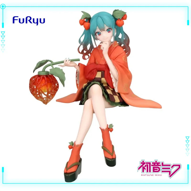 FuRyu Original Genuine Vocaloid Hatsune Miku Flower Fairy Hoozuki Chinese Lantern Plant 15cm Noodle Stopper Model Toy Figures