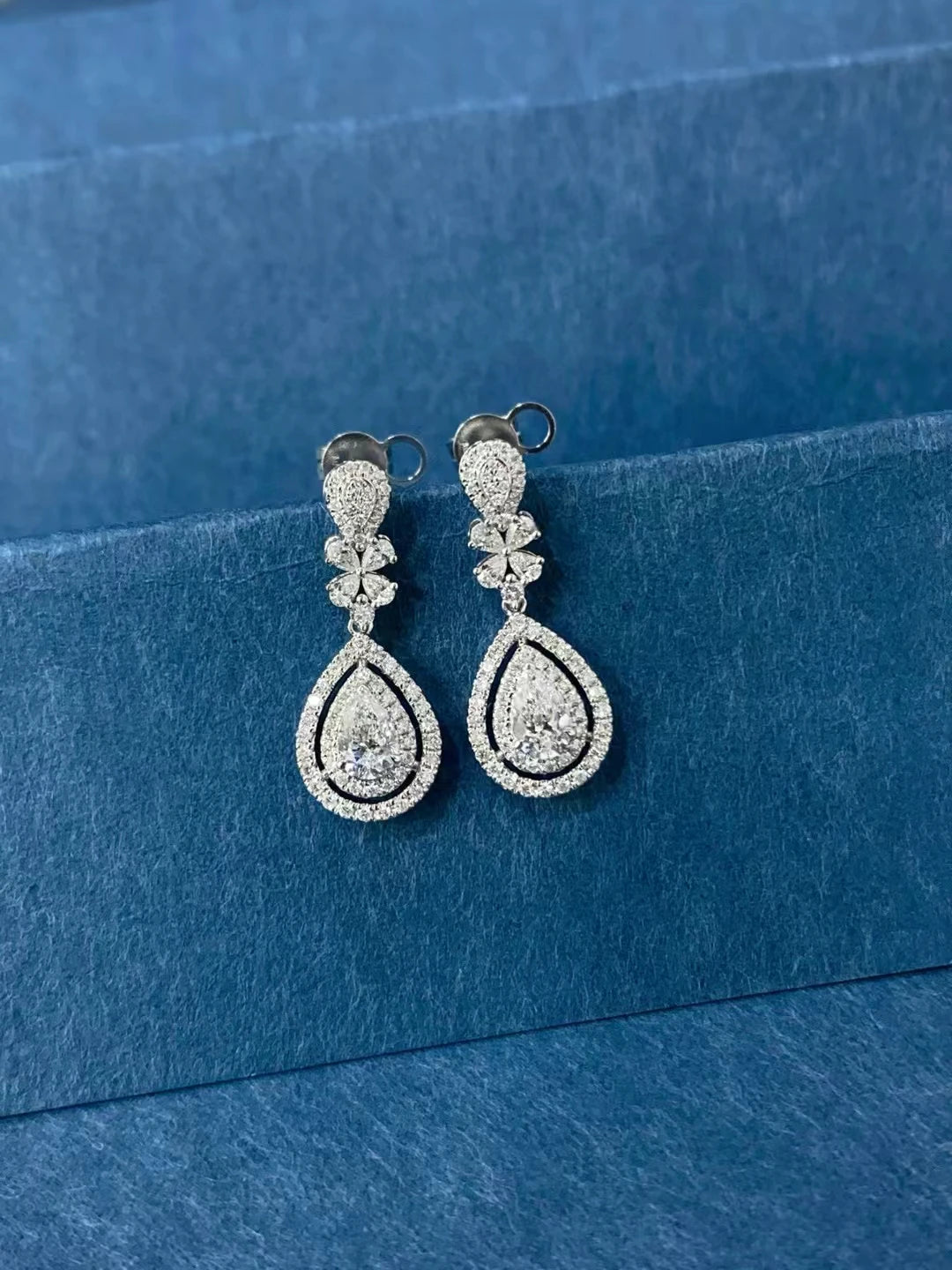 18K Real gold GIA Natural Diamond Drop earrings Custom Lab Grow Diamond pear-shaped diamond stud earrings Birthday gift Fashion