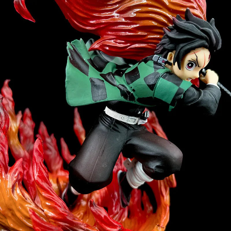 30cm Gk Statue Tanjirou Kamado Pvc Action Figure Fire Dragon Withled Light Anime Demon Slayer Kimetsu No Yaiba Toys Figuras