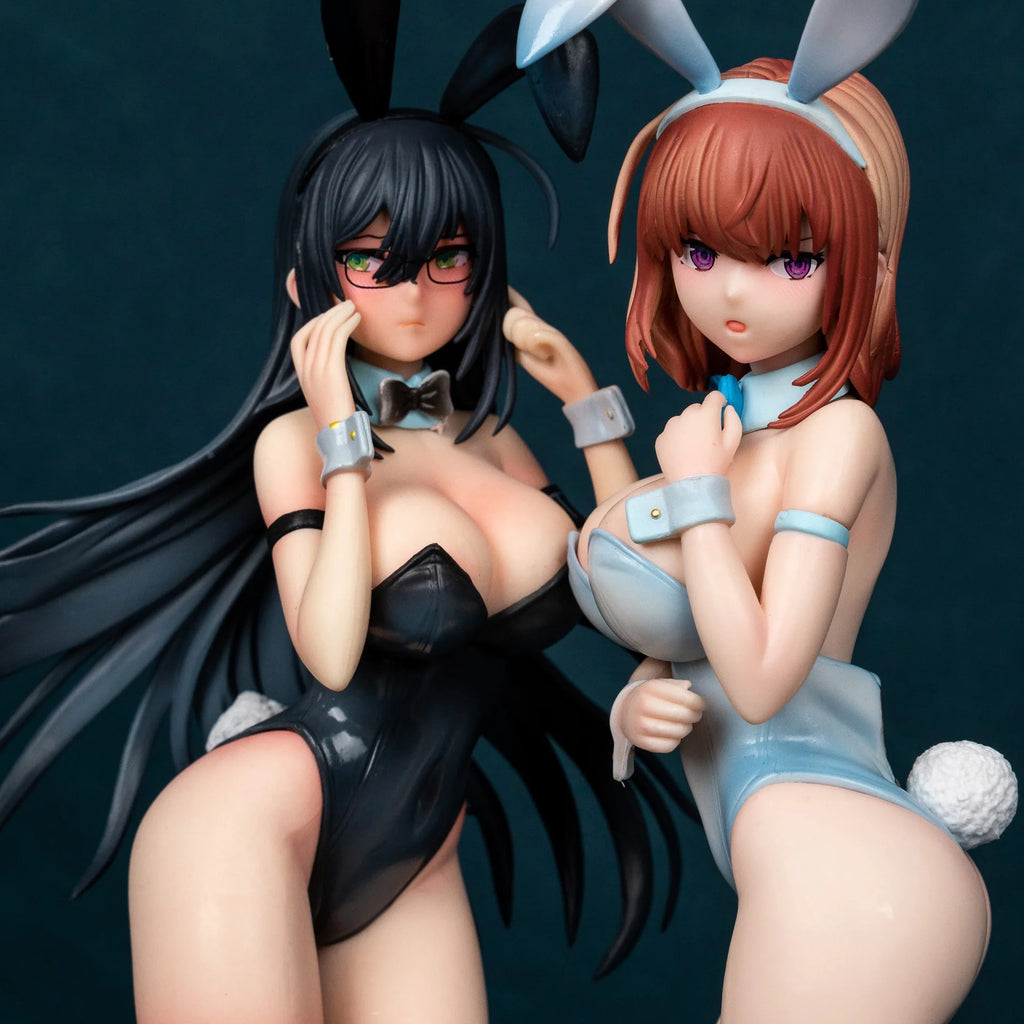 30-32cm B-Style Monochrome Bunny Black And White Anime Figures Game Statue Cartoon Girls Models Collectible Ornament Doll Toys