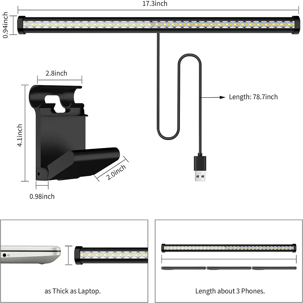 Led Computer Monitor Light Bar Stepless Dimming Eye-Care Gamer Laptop Monitor Screen Hanging Light LED RGB Colourful Desk Lamp