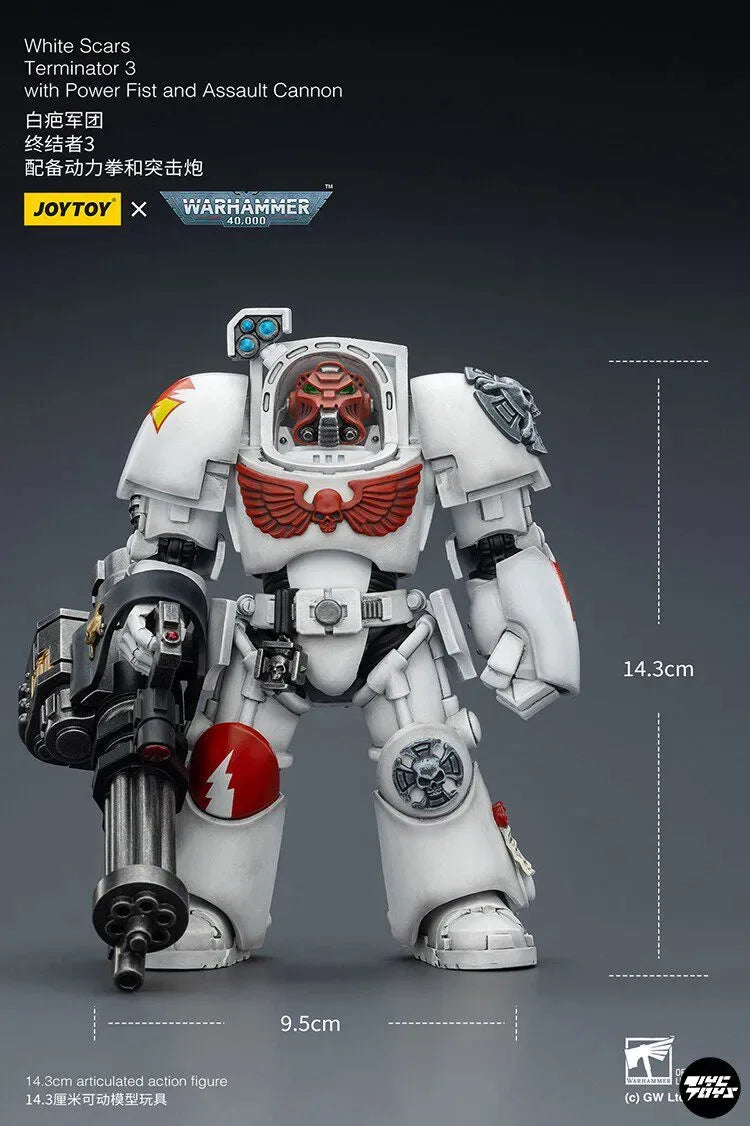 JOYTOY Warhammer 40000/40k White Scars Terminator 3 with Power Fist and Assault Cannon Action Figure Doll Decoration Gift Model
