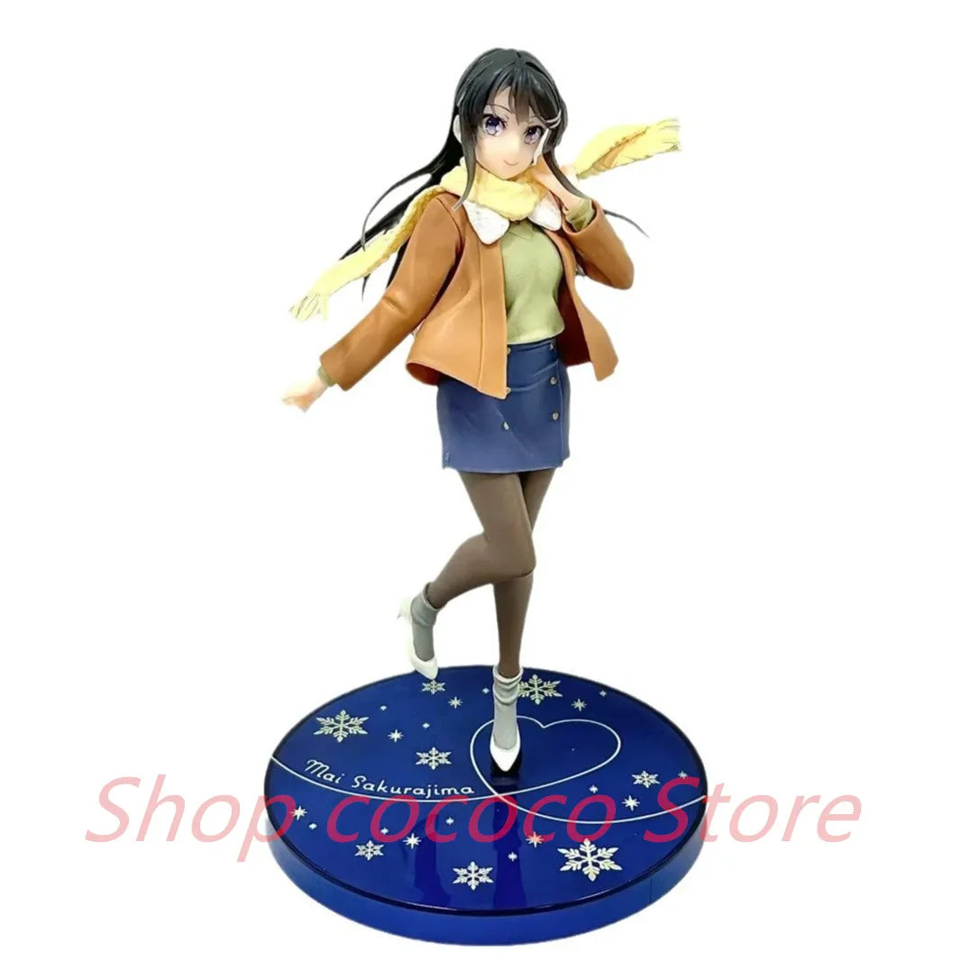 18см Раскал не мечтае за момиче зайче Сенпай Аниме Фигурка Сакураджима Май Фигурки Модел PVC Статуя Кукла Колекция Декорация