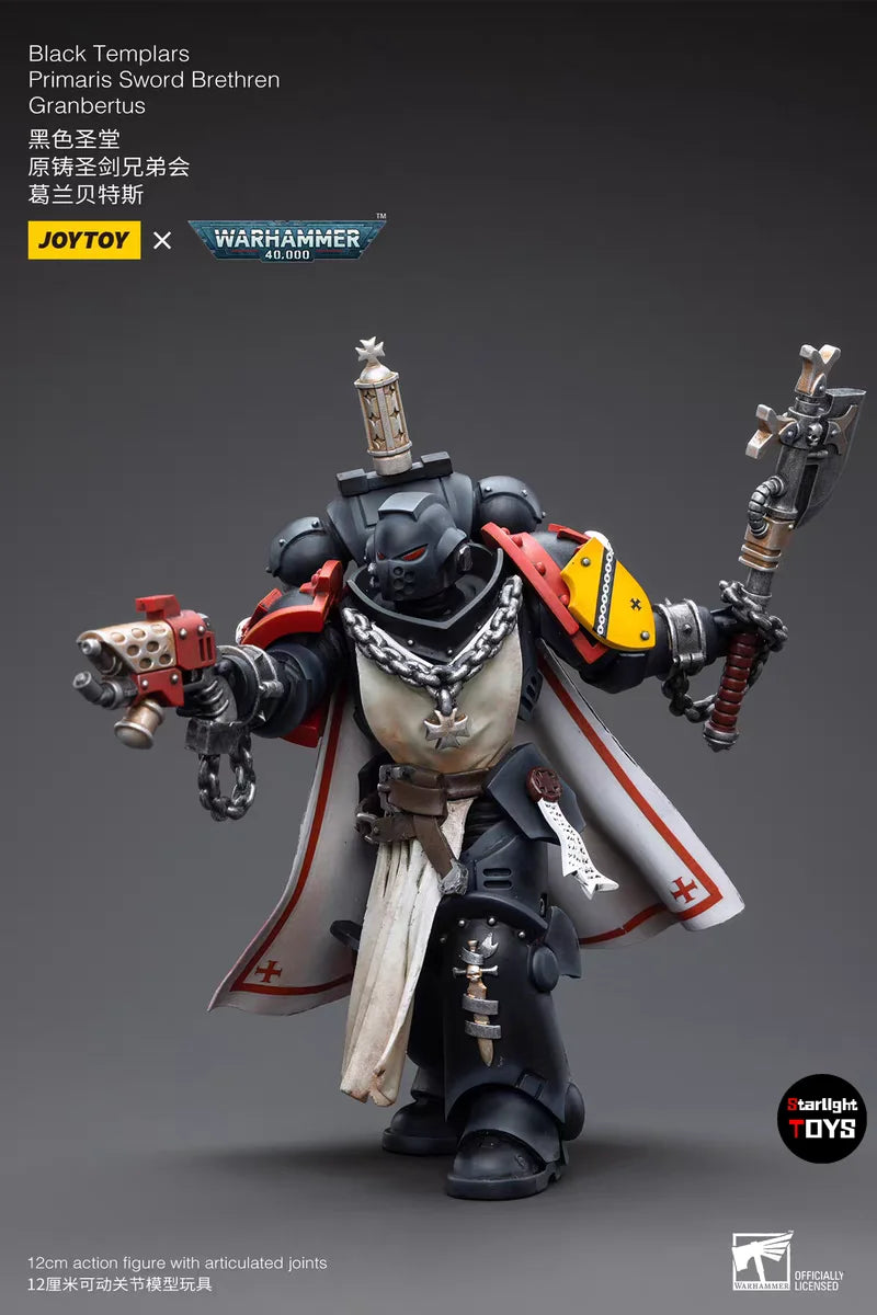 JOYTOY 1/18 Action Figure Black Templars Primaris Sword Brethren Granbertus Toy Model Gift