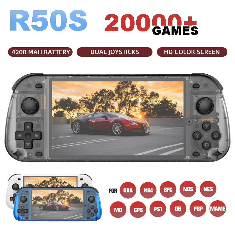 R50S Retro Games Console  128G 5.1inch IPS Screen Two-player Online Game PSP/PS1 Portable Console Game Boys Gifts