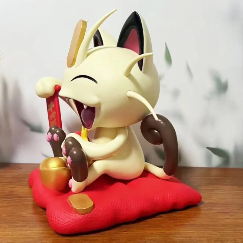 Pokemon Recruit Wealth Meowth Pvc Model Action Doll Lucky Cat Cartoon Kawaii Model Desktop Ornaments Lucky Cat Decoration