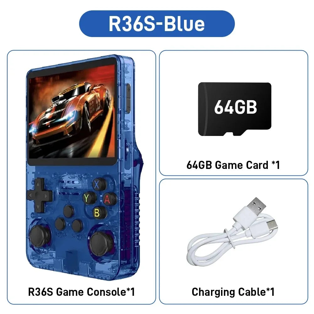 R36S Retro Handheld Video Game Console Linux System 3.5 Inch IPS Screen R35s Pro Portable Pocket Video Player 64GB/128G Games