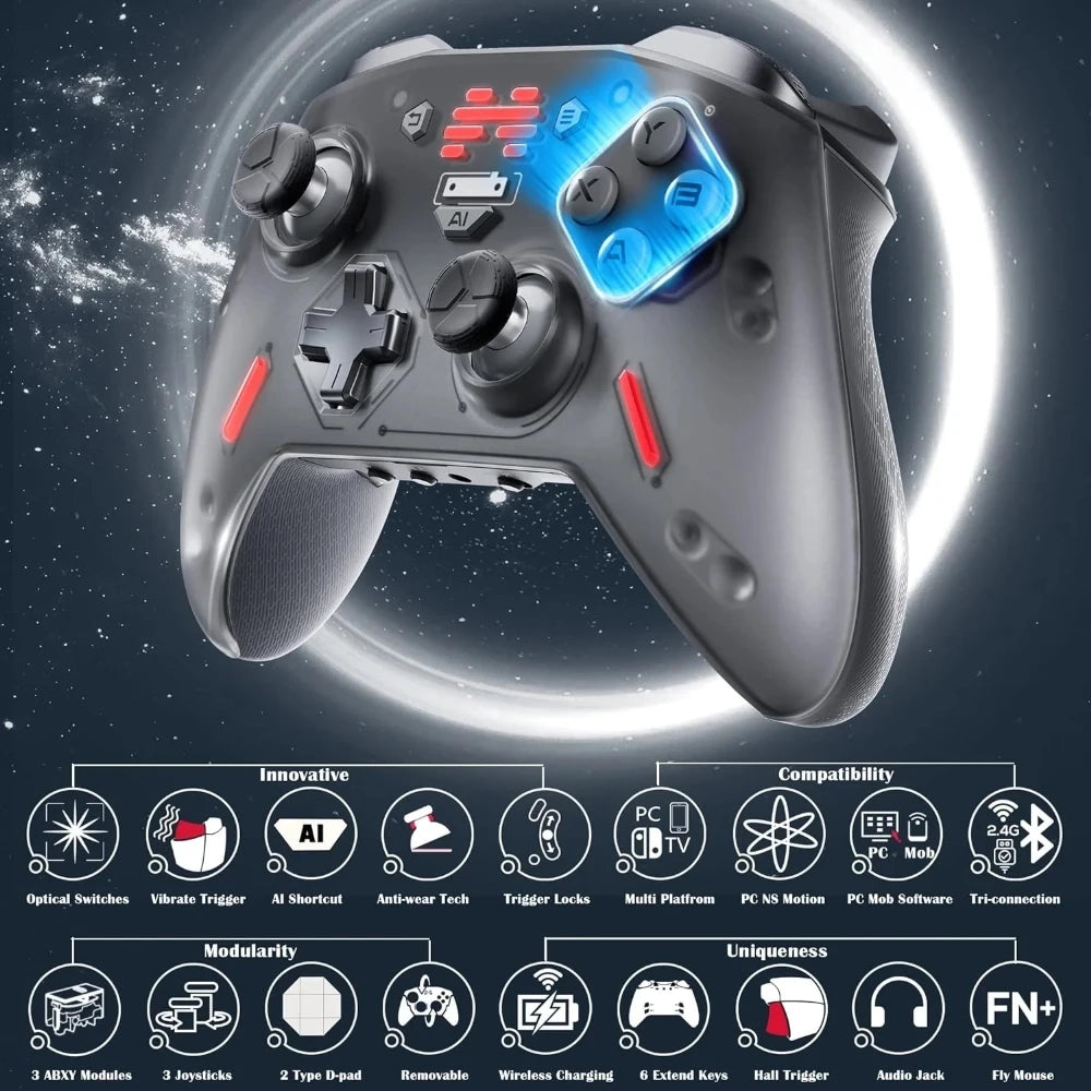 BEITONG Zeus 2 Elite Gaming Controller Hall Effect Trigger Mechanical Buttons Changeable Components for PC/NS Wireless Gamepad