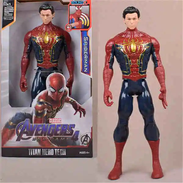 High Quality 30cm Marvel Avenger Toy Thanos Spiderman Iron Man Captain America Thor Black Panther Sound And Light Holiday Gifts