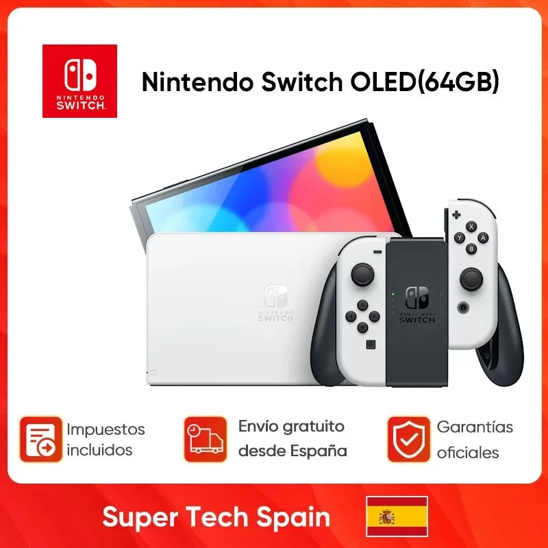 New Nintendo Switch OLED Video Game Console 7‘’ OLED Screen Enhanced Audio LAN Port With Joy Con Game Player 64GB
