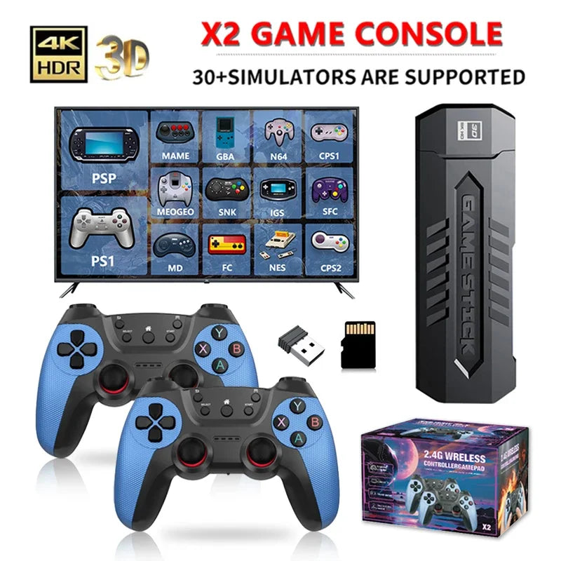 X2 Game Stick 256G 60000 Game 4K Retro Video Game Console 2.4G Wireless Controller TV 30 Emulator For PS1/GBA Gifts Dropshipping