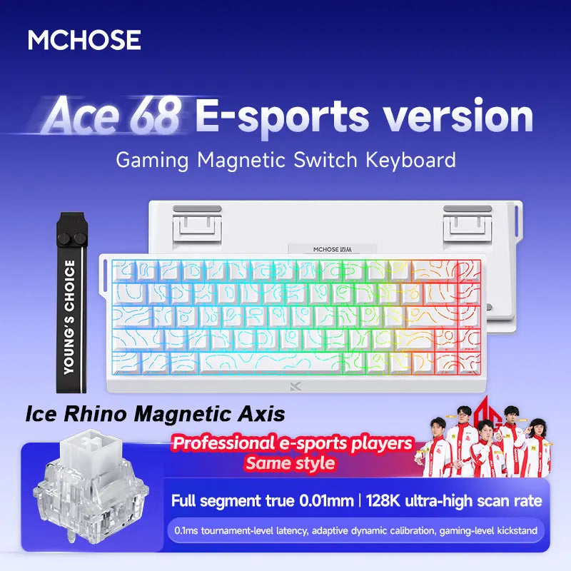 MCHOSE ACE60 Pro ACE68 Esports Wired Mechanical Keyboard Magnetic Switch Hot Swap Customized Gaming Keyboard Pc Gamer Accessorie