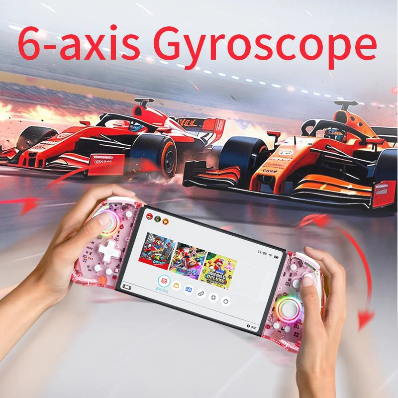 LinYuvo KS40 Transparent Style Wireless Joy-pad with 8 Color LED for Switch/NS OLED,Turbo Function Controller Joystick for Lite